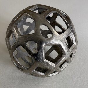 Geometric Silver Metal Sculpture